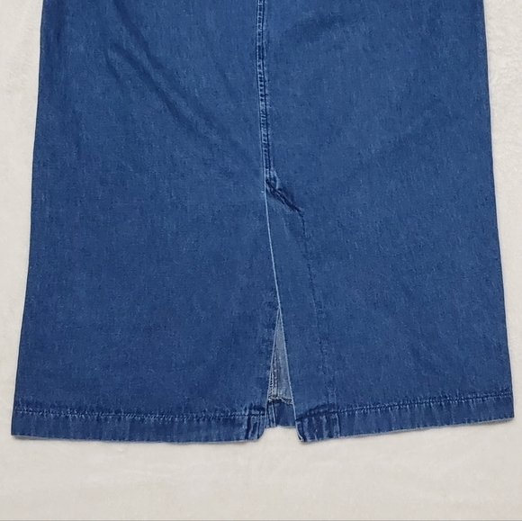 Vintage 90s Lee Riders Mid Wash Stone Wash Stretchy Basic Denim Maxi Skirt Med - Picture 9 of 11
